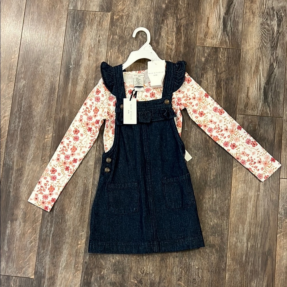 Max Studio- Denim Jumper with long sleeve shirt